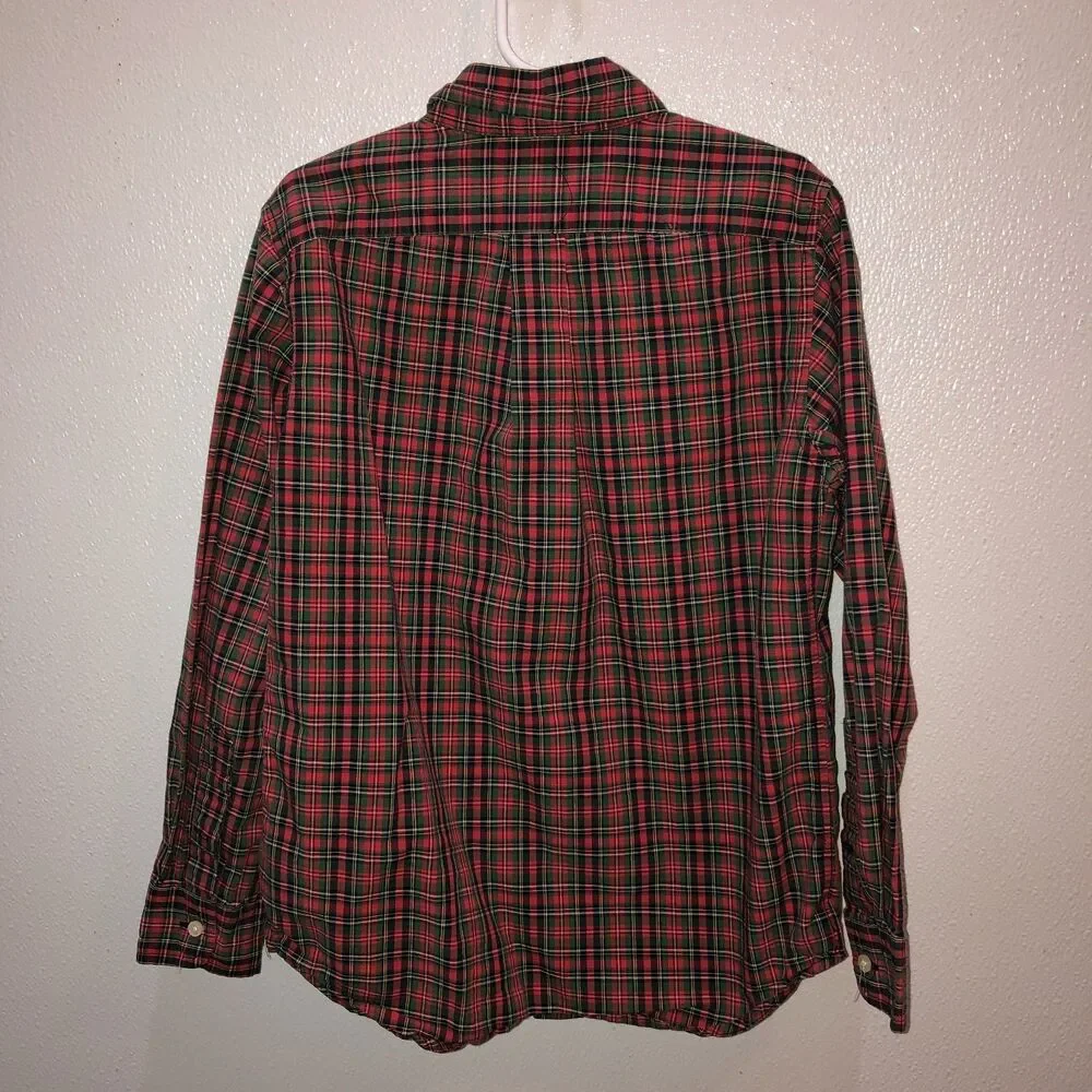 Ralph Lauren Boys Size 7 Red Green Plaid Button-Up Shirt Top Christmas Holiday